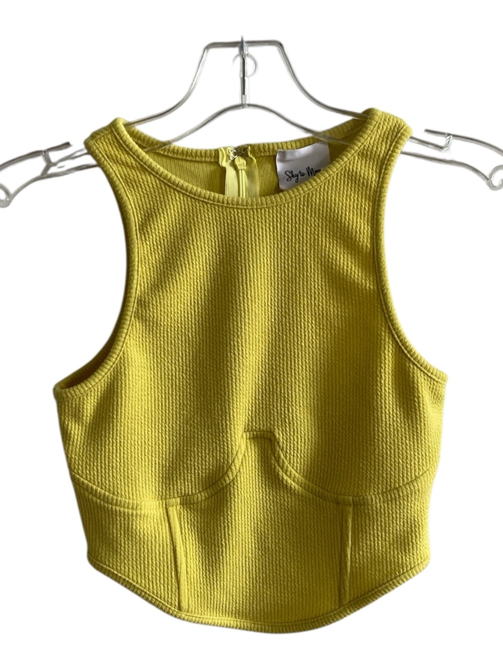 Style Moi Yellow Ribbed Crop Top